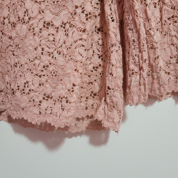 ZARA blushed pink lace, ruffled sleeved blouse - Picture 4 of 5